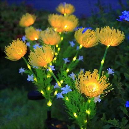 2PC solar powered shore flower ground plug-in lamp,