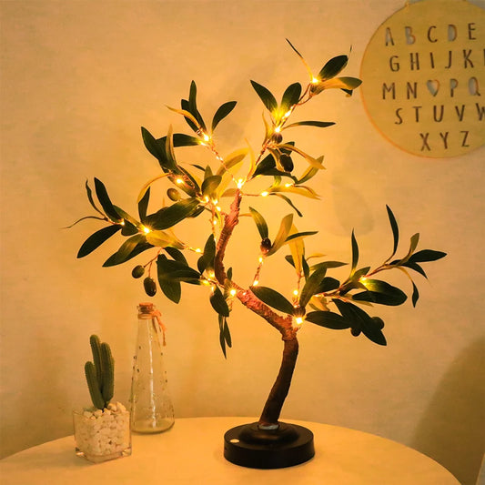 LED Tree Lights, Green Atmosphere Light, Battery Table lamps