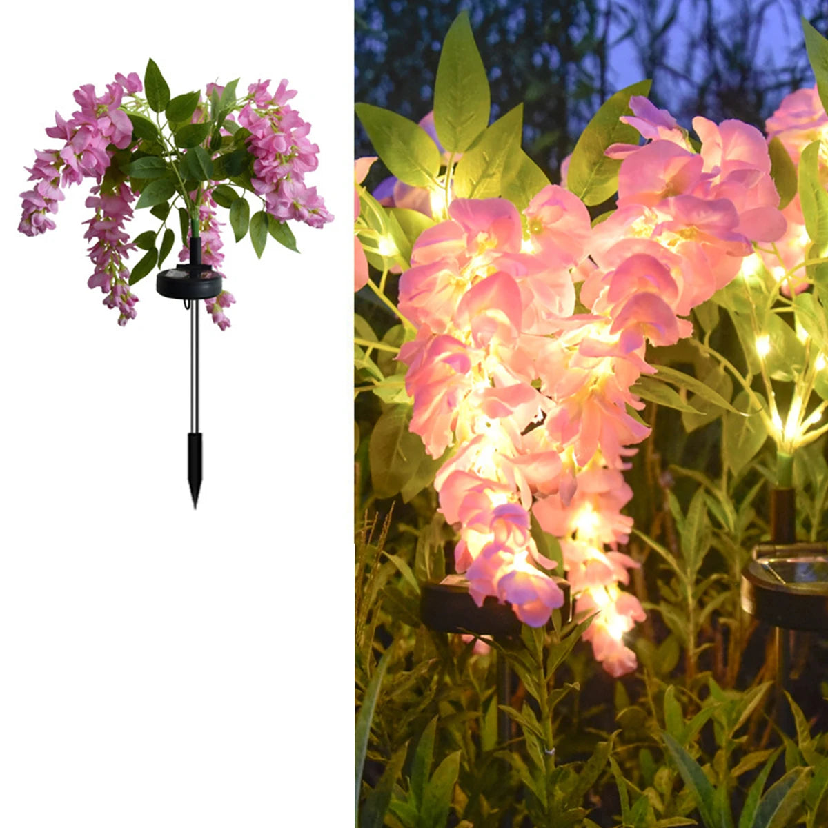 Solar powered wisteria flower lamp, outdoor plug-in grounding