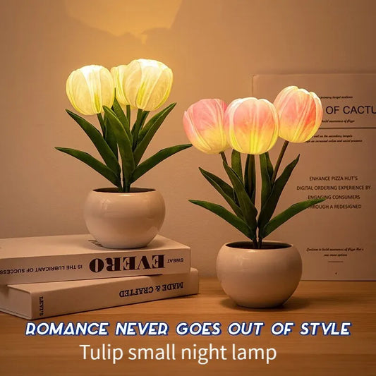 LED Tulip Night Light Can Be Plugged In Or On The Battery