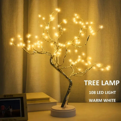 108 LED Tabletop Bonsai Tree Light With Remote Night