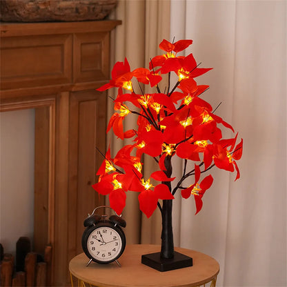 60CM Lighted Artificial Poinsettia Flower Tree Battry Operated