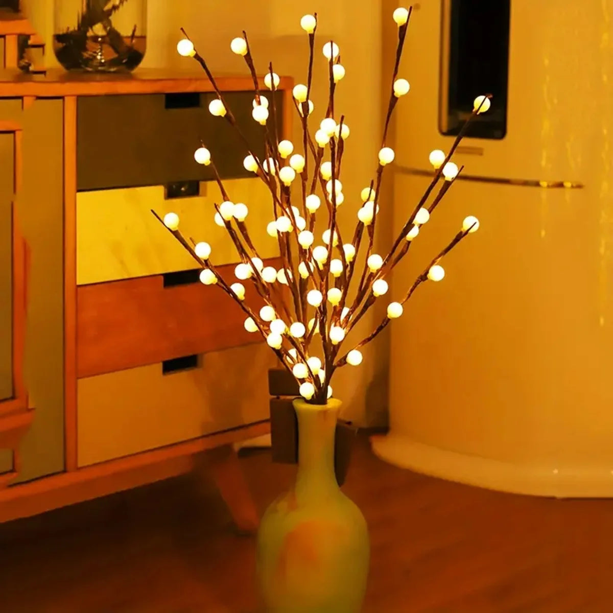 1pc White Birch Tree Branch Lights Twig Lights With Ball