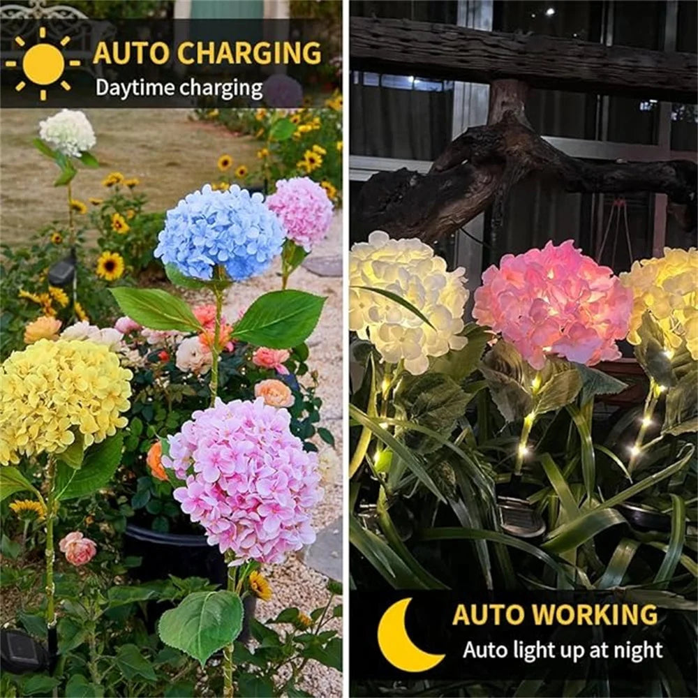 Solar Garden Lights Outdoor Decorative Hydrangeas LED