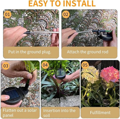 Solar Garden Lights Outdoor Decorative Hydrangeas LED