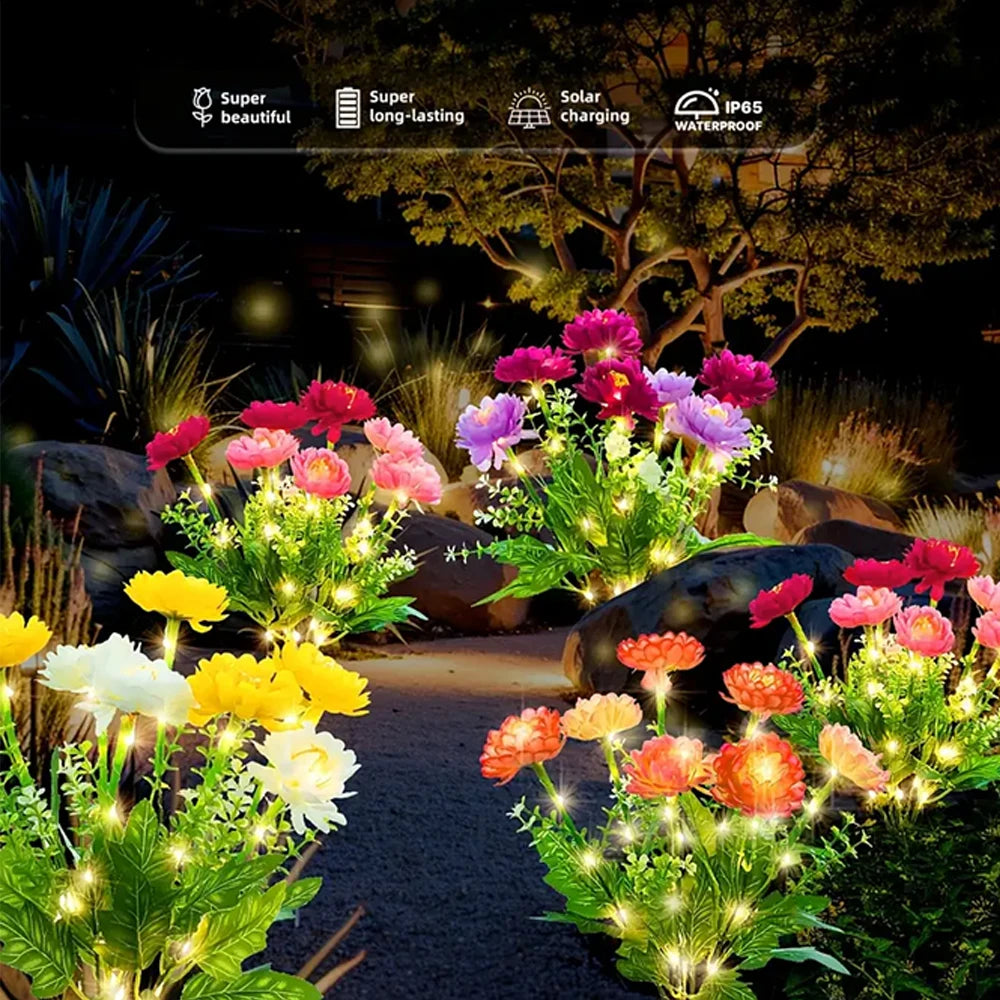 Solar LED lights, snow lotus flower lawn lamp, outdoor