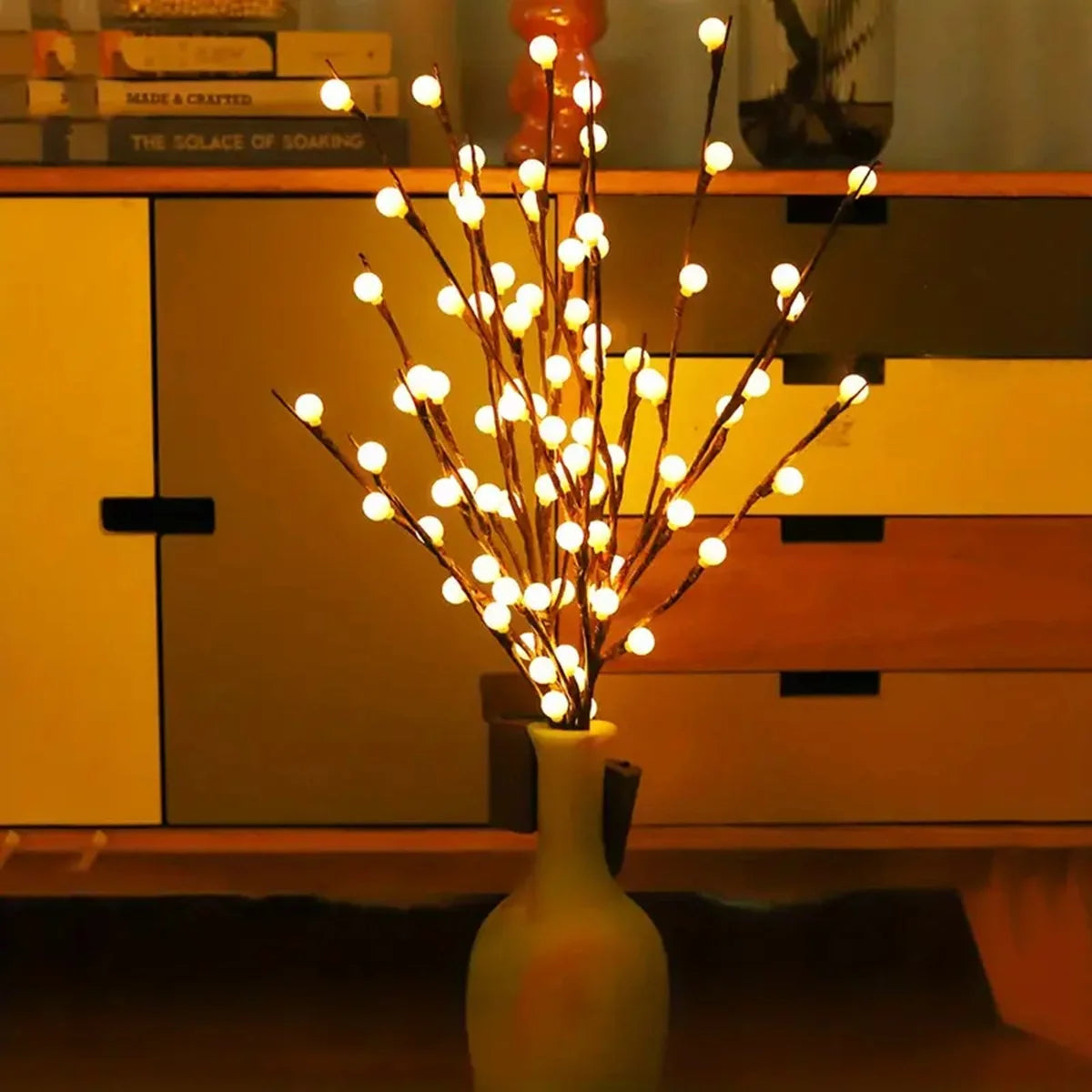 1pc White Birch Tree Branch Lights Twig Lights With Ball