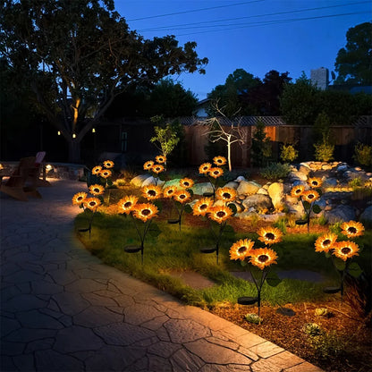 1/3 Head LED Solar Simulation Sunflower Lights Garden