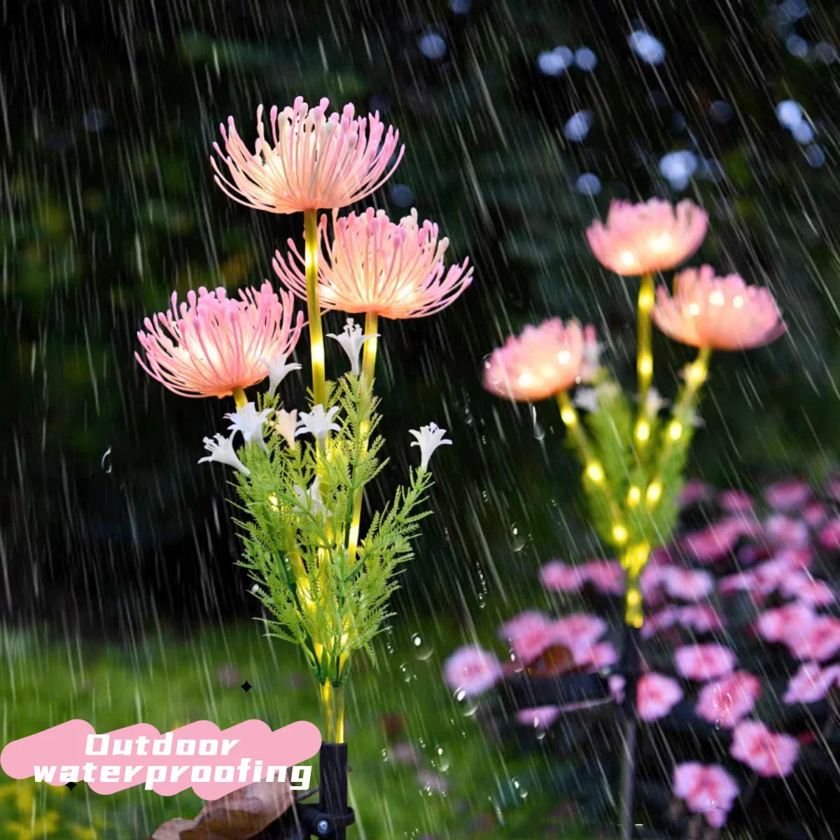 2PC solar powered shore flower ground plug-in lamp,