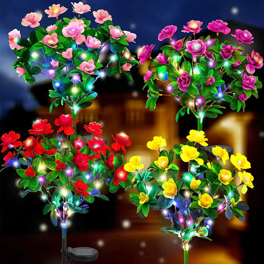 Waterproof LED Azalea Flower Solar Lights Outdoor