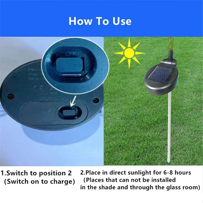 5 Heads Rose Lawn Lamp Solar Lights Outdoor Decorative
