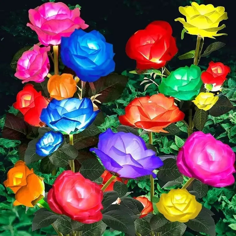 5 Heads Rose Lawn Lamp Solar Lights Outdoor Decorative