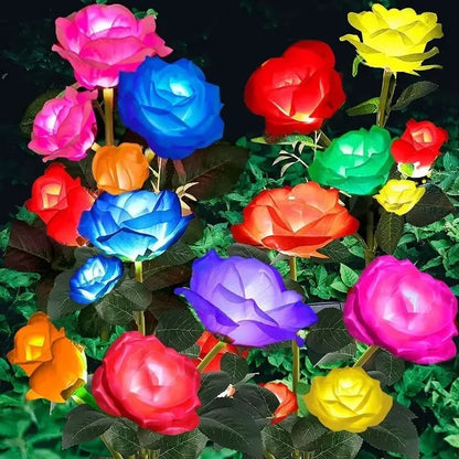 5 Heads Rose Lawn Lamp Solar Lights Outdoor Decorative