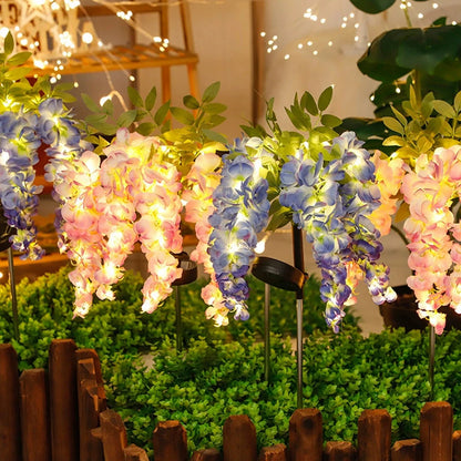 Solar powered wisteria flower lamp, outdoor plug-in grounding