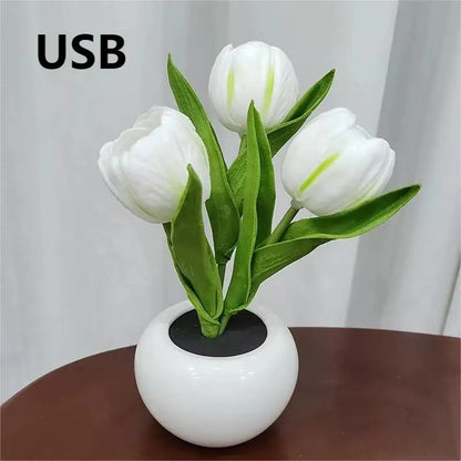 LED Tulip Night Light Can Be Plugged In Or On The Battery