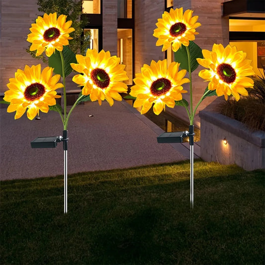 1/3 Head LED Solar Simulation Sunflower Lights Garden