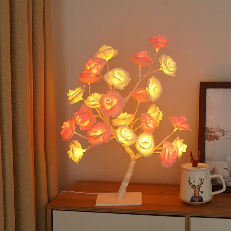 24 LED Rose Lamp, Rose Light Tree Table Top Decorations