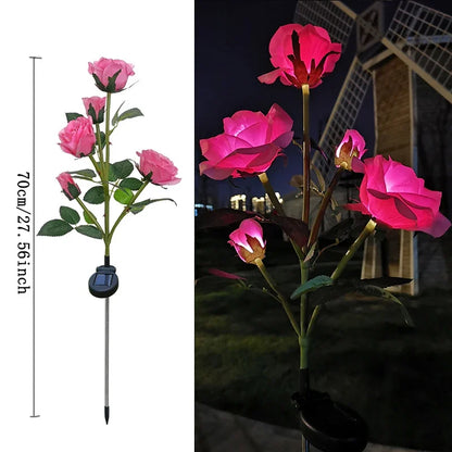 5 Heads Rose Lawn Lamp Solar Lights Outdoor Decorative