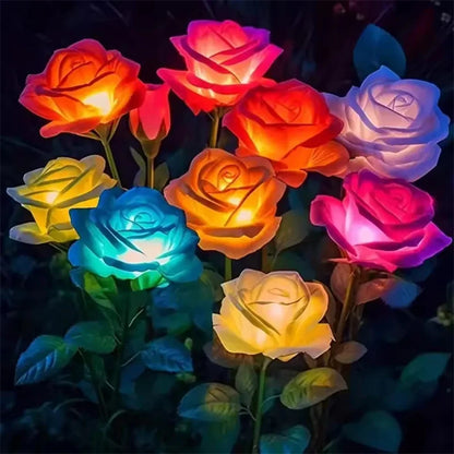 5 Heads Rose Lawn Lamp Solar Lights Outdoor Decorative