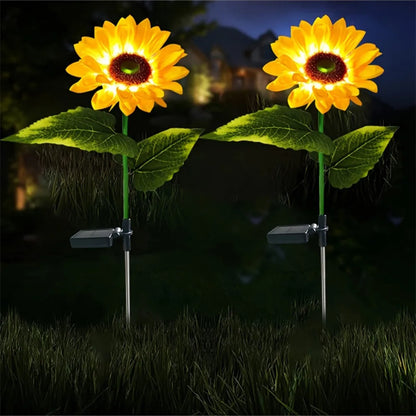 1/3 Head LED Solar Simulation Sunflower Lights Garden