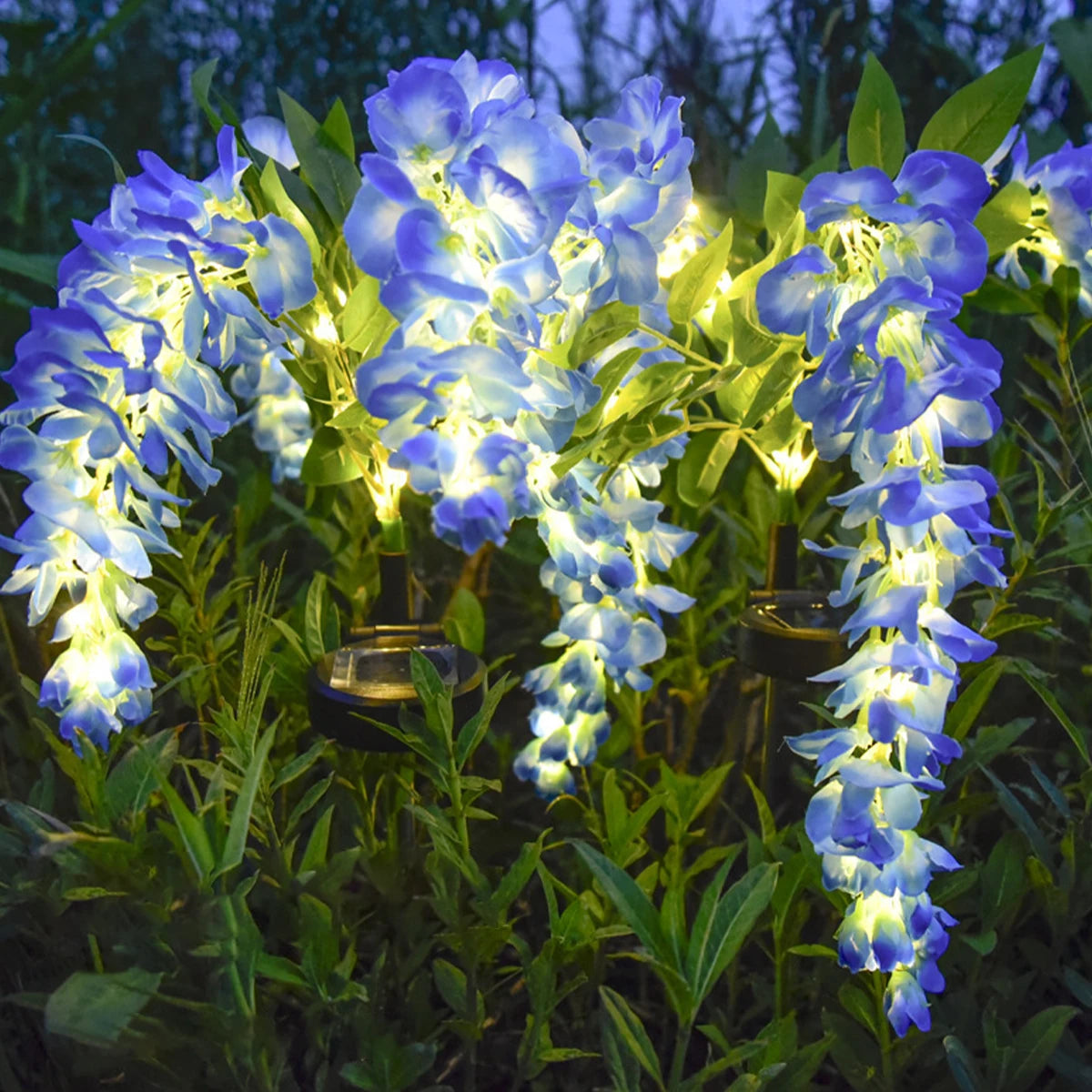 Solar powered wisteria flower lamp, outdoor plug-in grounding