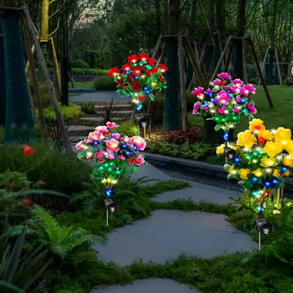LED Solar Azalea Flowers Garden Lamp Home Decorative