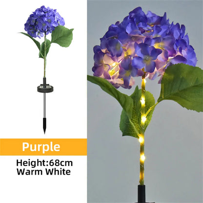 Solar Garden Lights Outdoor Decorative Hydrangeas LED