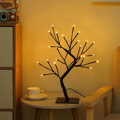 LED Tree Lamp Camellia Orchid Bonsai Bedside USB