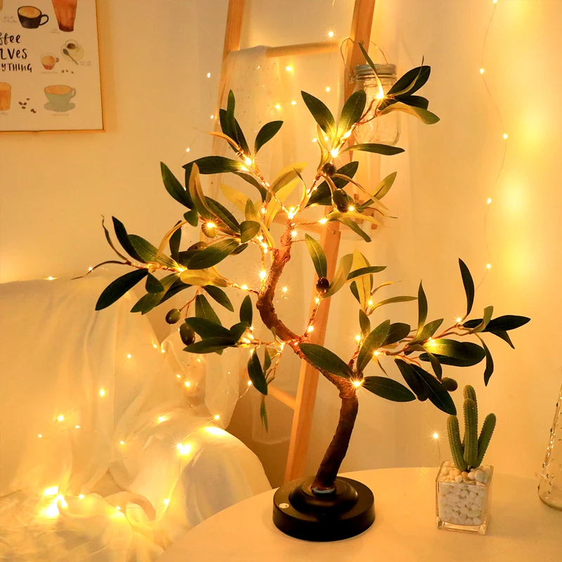 LED Tree Lights, Green Atmosphere Light, Battery Table lamps