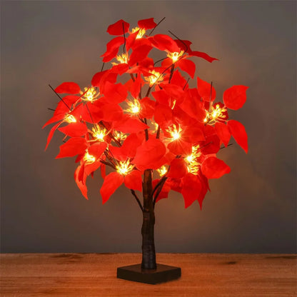 60CM Lighted Artificial Poinsettia Flower Tree Battry Operated