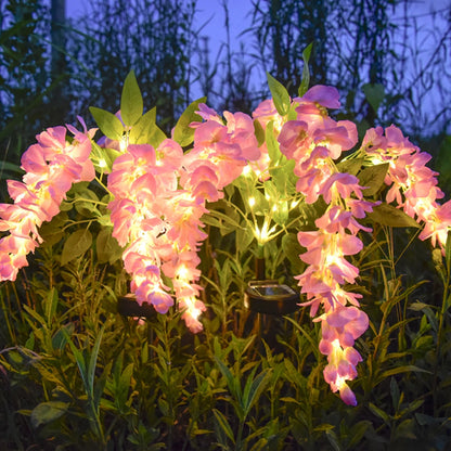 Solar powered wisteria flower lamp, outdoor plug-in grounding