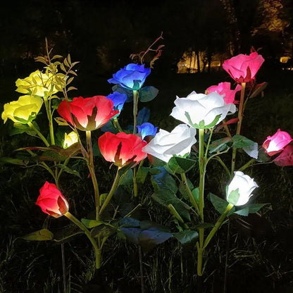 5 Heads Rose Lawn Lamp Solar Lights Outdoor Decorative