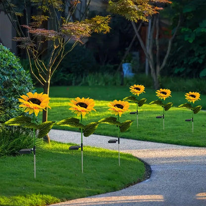 1/3 Head LED Solar Simulation Sunflower Lights Garden