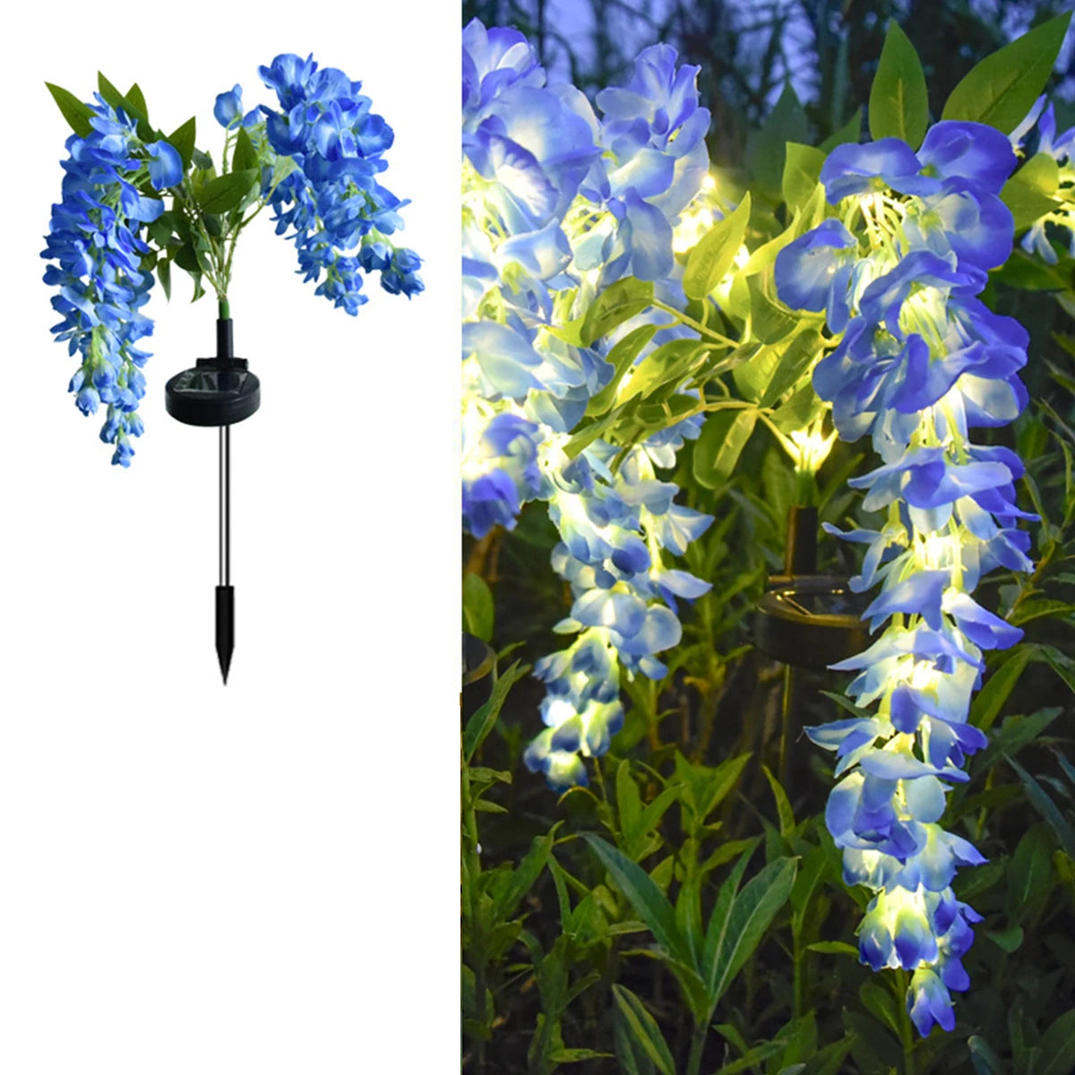 Solar powered wisteria flower lamp, outdoor plug-in grounding