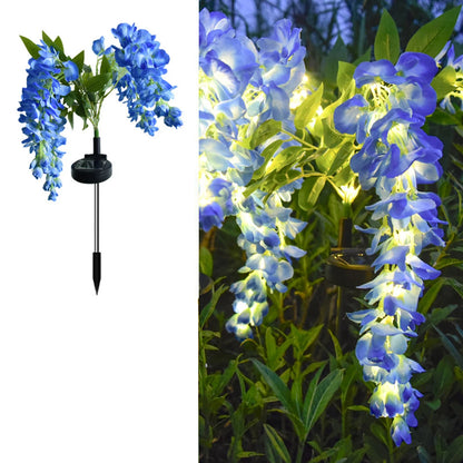 Solar powered wisteria flower lamp, outdoor plug-in grounding