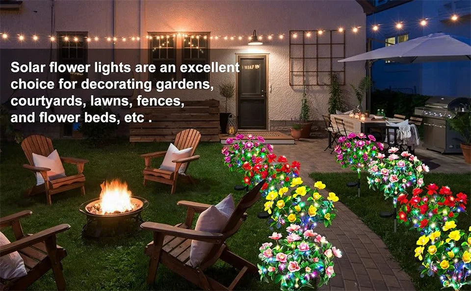 LED Solar Azalea Flowers Garden Lamp Home Decorative