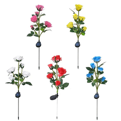 5 Heads Rose Lawn Lamp Solar Lights Outdoor Decorative
