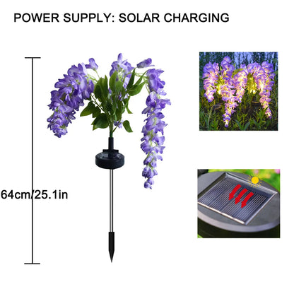 Solar powered wisteria flower lamp, outdoor plug-in grounding