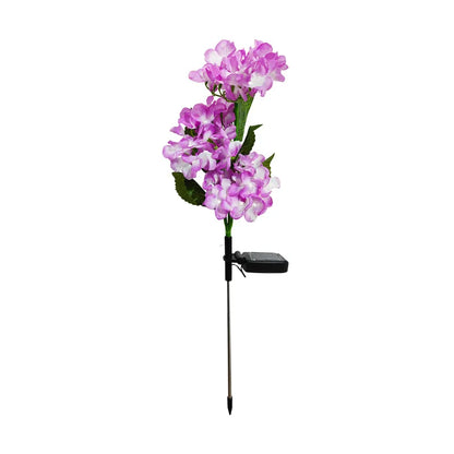 3Head Hydrangea Rose Flower Solar Led Light Outdoor