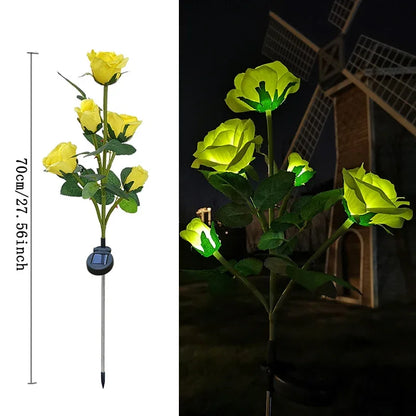5 Heads Rose Lawn Lamp Solar Lights Outdoor Decorative