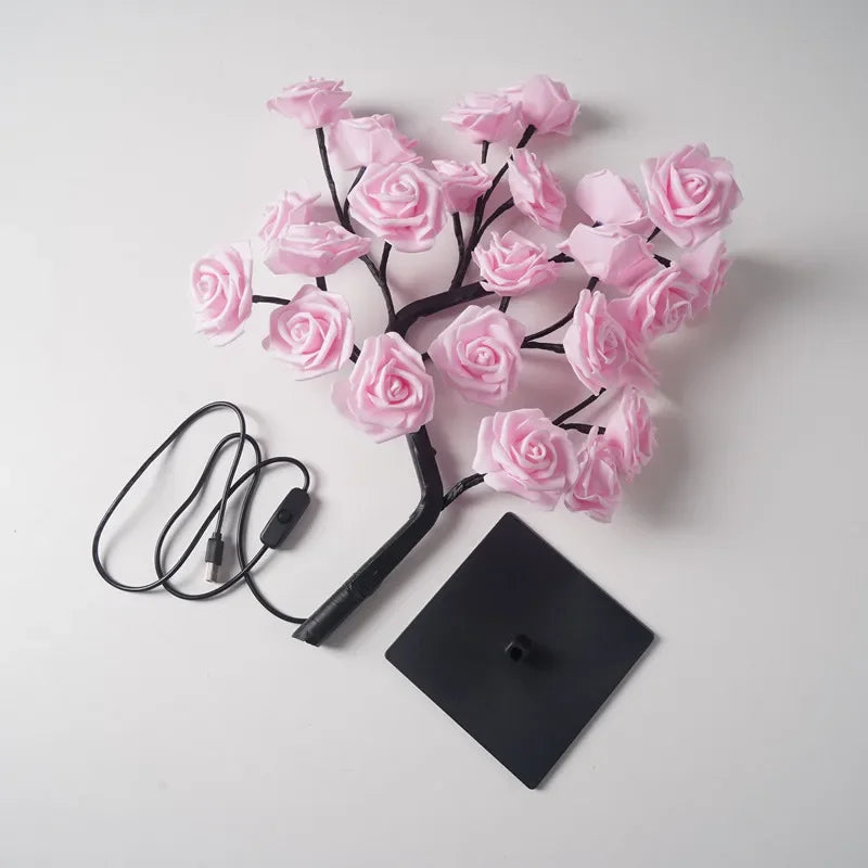 LED Table Lamp Rose Flower Tree USB Night Lights