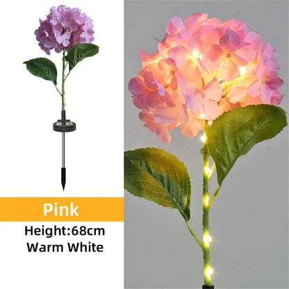 Solar Garden Lights Outdoor Decorative Hydrangeas LED