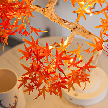 Artificial Bonsai Tree Lights Table Decor Maple Leaves