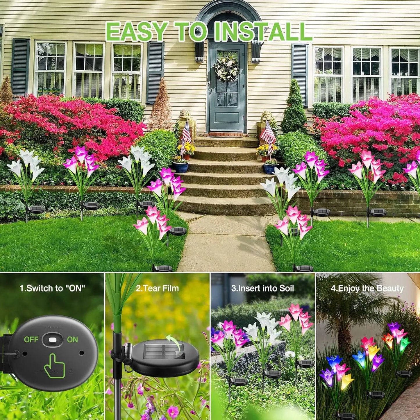 Lily Flower Solar Outdoor Light Ip65 Waterproof Solar