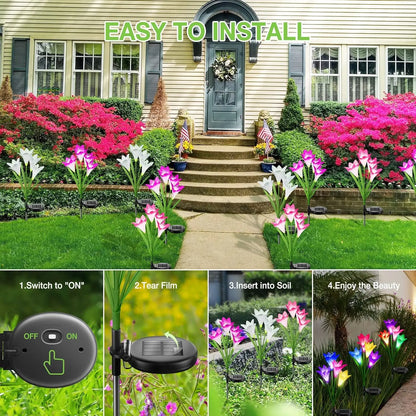 Lily Flower Solar Outdoor Light Ip65 Waterproof Solar