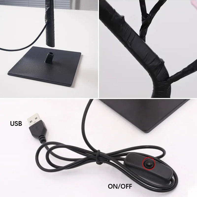 LED Table Lamp Rose Flower Tree USB Night Lights