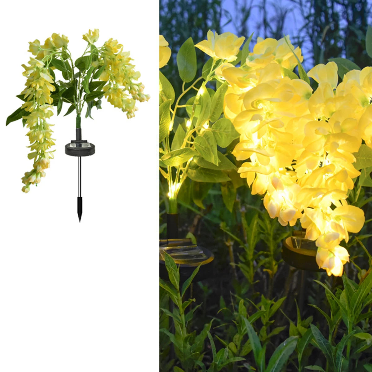 Solar powered wisteria flower lamp, outdoor plug-in grounding