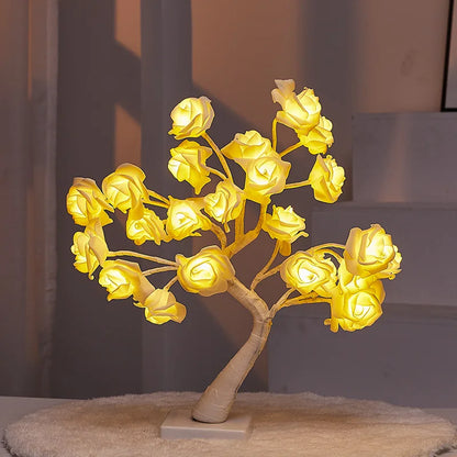 Big LED Rose Tree Lights USB Plug Table Lamp Fairy
