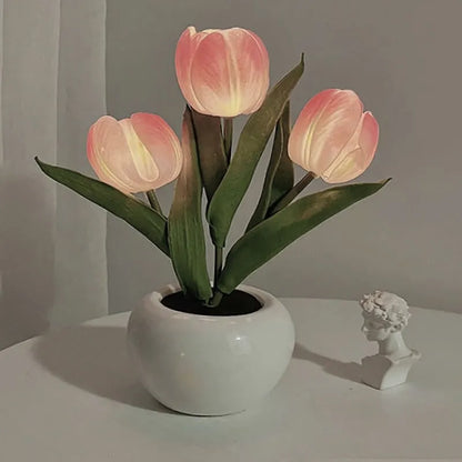 LED Tulip Night Light Can Be Plugged In Or On The Battery