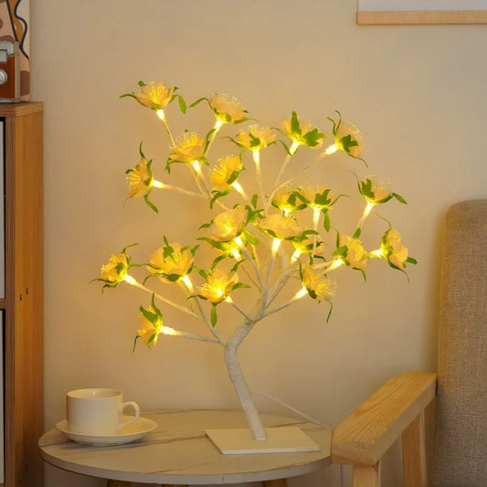LED Tree Lamp Camellia Orchid Bonsai Bedside USB